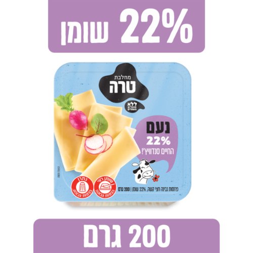 נעם פרוסות גבינה חצי קשה 22%