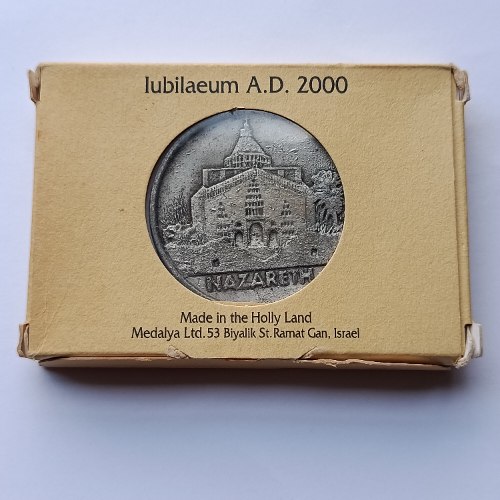 2000 נצרת | Jubilee A.D. 2000 Nazareth Medal- מדליה נחושת, מוכספת , 45 מ"מ, באריזה , מצב חדש