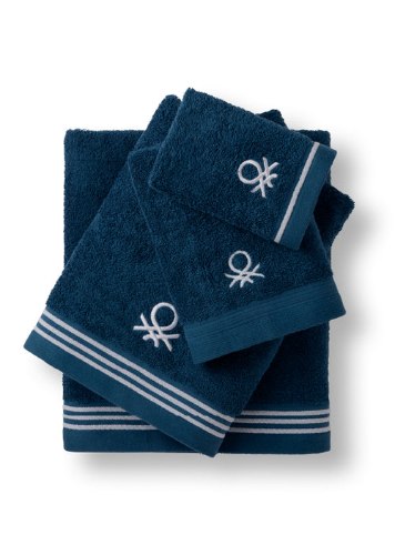 מגבת Benetton עם רקמת לוגו אלגנטית - פטרול
