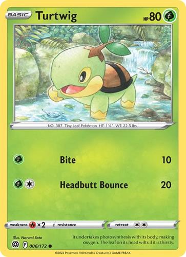קלף בודד single פוקימון - turtwig - Brilliant Stars - 006/172
