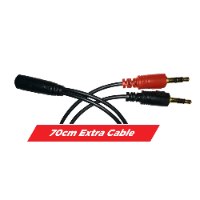 אוזניות עם מיקרופון Silver Line HS-077V – כבל מפצל שמע שחור עם באנר 70cm Extra Cable