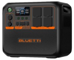 תחנת כוח ניידת Bluetti AC200PL 2304Wh – טעינה מהירה יחידה שחורה בעלת פאנל קדמי עם צג דיגיטלי ויציאות בכתום