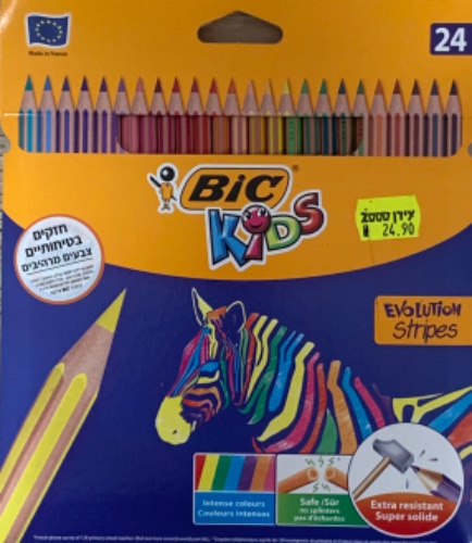 חבילת 24 עפרונות צבעונים BiC Kids