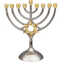 חנוכייה מתכת קנים זהב עם מגן דוד