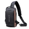 חום- שחור - תיק מאובטח אופנתי לגברים עם טעינת USB