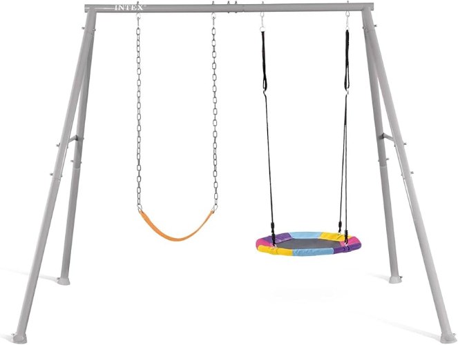 נדנדת שני חלקים נדנדת מושב גמיש ונדנדת צלחת לחצר לילדים|254X235X200 סמ| מקט 44126| INTEX| קפיץ קפוץ