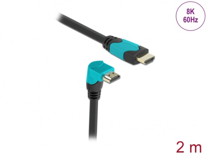 כבל מסך Delock High Speed HDMI cable 90° down angled 48 Gbps 8K 60 Hz 2 m