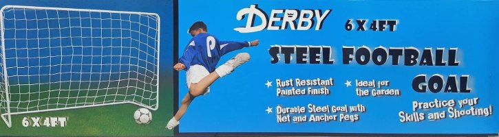 שער כדורגל מתכת ורשת לחצר 1.83X1.22 מטר מבית DERBY