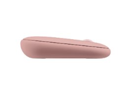 עכבר צבע ורוד Logitech Pebble 2 M350S – עכבר ורוד יחיד מוצג במבט צד המדגיש את פרופיל הדק שלו אלחוטי