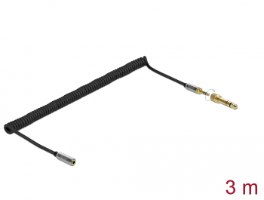 כבל מאריך אודיו מסולסל Delock Extension Coiled Cable 3.5 mm 3 pin with screw adapter 6.35 mm 3 m