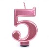 נר מספר 5 - נרות יום הולדת ורוד שמחה