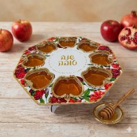 סטנד קרטון+ 8 צלוחיות בצורת תפוח שנה טובה רימונים