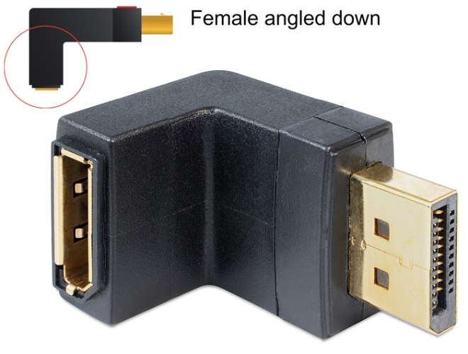 מתאם בזווית 90° למטה פסיבי Delock Passive Adapter DisplayPort 1.2 male to female angl