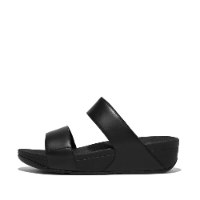 לולו סלייד עור שחור רצועות חלקות פיטפלופ FITFLOP