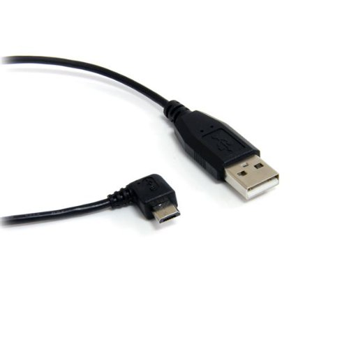 כבל מתאם זווית שמאל Micro USB2.0 זכר B לחיבור USB2.0 זכר A באורך 1 מטר