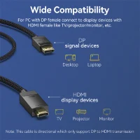 כבל תצוגה באורך 3מ' Vention DisplayPort to HDMI Cable 4K 60Hz