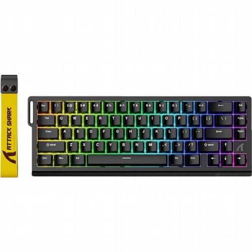 מקלדת גיימינג Attack Shark X68HE שחורה - ללא חריטה בעברית