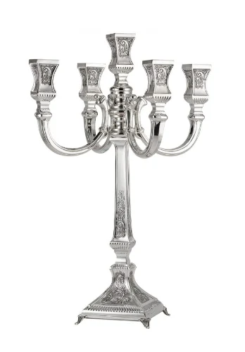 קנדלברה ארוזית ריקוע 5 קנים כסף טהור