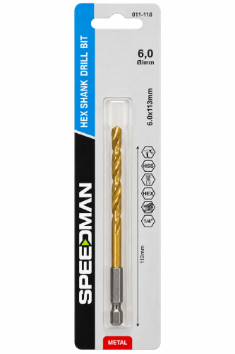 מקדח ברזל ראש ביט ⁦SPEEDMAN⁩ – ⁦6×113⁩ מ״מ