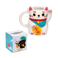 ספל חתול מזל Maneki Neko - לבן - מארז לא מושלם