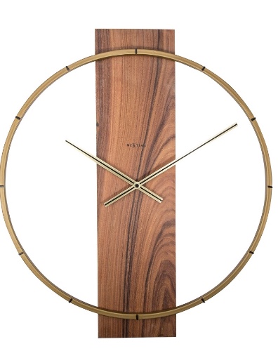 שעון קיר CARL חום - חישוק מתכת ועץ חום
