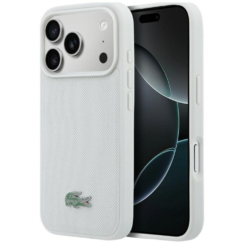כיסוי סיליקון LACOSTE מקורי לאייפון IPHONE 17 PRO MAX עם תמיכה ב MagSafe – לבן