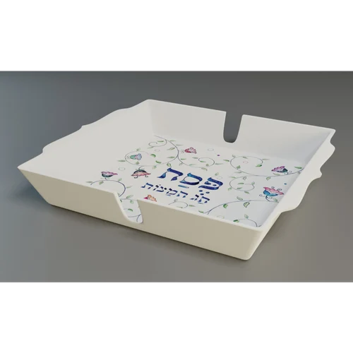 מגש מצה מרובע מלמין דגם אביבי