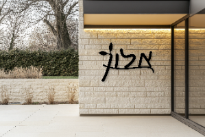 שלט שם משפחה בעיצוב אישי דגם אלון