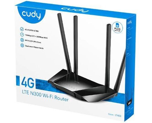 נתב שולחני N300 + מודם סלולרי 4G LTE - דגם LT400 - חברת CUDY