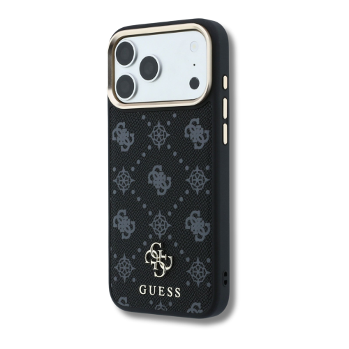 כיסוי יוקרתי מבית GUESS לאייפון 18 פרו  (iPhone 18 Pro ) דפוס מונוגרמה 4G עם מסגרת מצלמה מוזהב