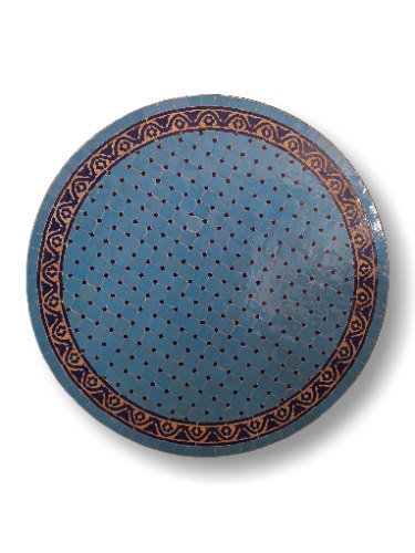 שולחן מוזאיקה טורקיז כחול עיטורים- קוטר 120