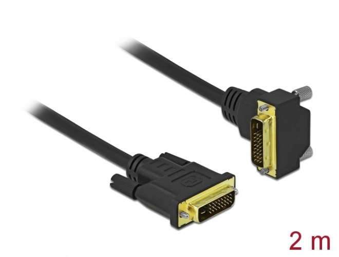 כבל מסך Delock Cable DVI 24+1 Male To DVI 24+1 90° Left angled Male 2 m