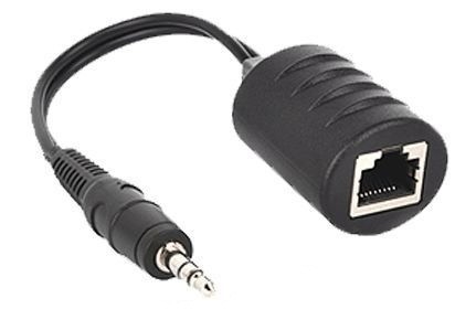 בלון אודיו פסיבי להרחקת אודיו על CAT5e/6/7, משדר/מקלט אודיו PL3.5 - RJ45 (צד אחד בלבד)