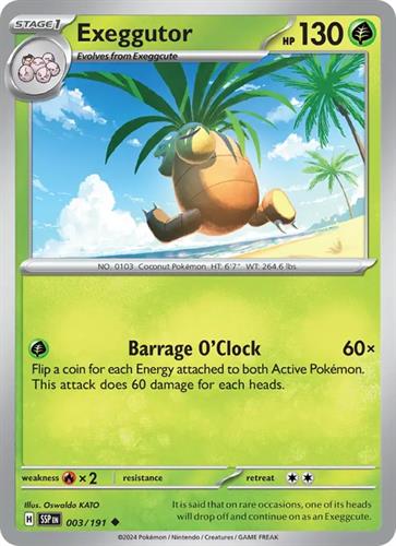 קלף בודד single פוקימון - EXEGGUTOR - Surging Sparks - 003/191 - BULK - אנגלית