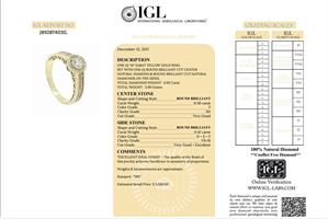 טבעת אירוסין משובצת ביהלומים 0.92 קראט בזהב 14 קרט-תעודה IGL