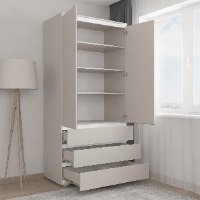 ארון בגדים פתוח דגם סופריור A המציג חלוקת מדפים פנימית עמוקה וסידור בגדים אופטימלי ומרווח