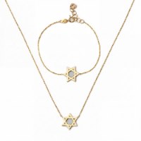 Magen for her - סט שרשרת וצמיד תנ"ך זהב ויהלומים