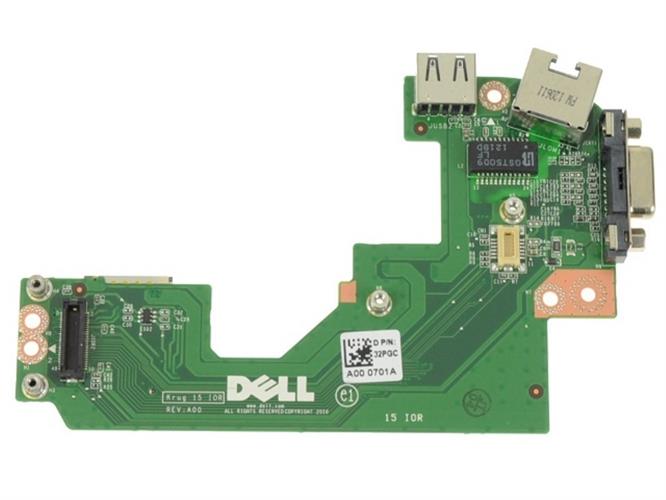 החלפת כרטיס שקע טעינה במחשב נייד דל Dell Latitude E5520 VGA / USB / RJ-45 IO Circuit Board - 32PGC