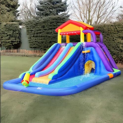 מתנפח מים גדול בית המגלשות W5034 מבית Jumpy Jump