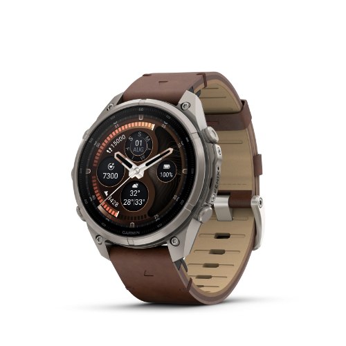 שעון חכם גרמין פניקס 9 Garmin Fenix 9 Pro inReach 47mm Titanium – Walnut Leather Pebble