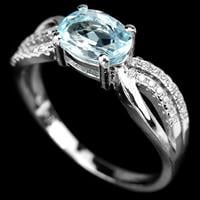 טבעת כסף משובצת טופז כחול וזרקונים RG8347 | תכשיטי כסף 925 | טבעות כסף