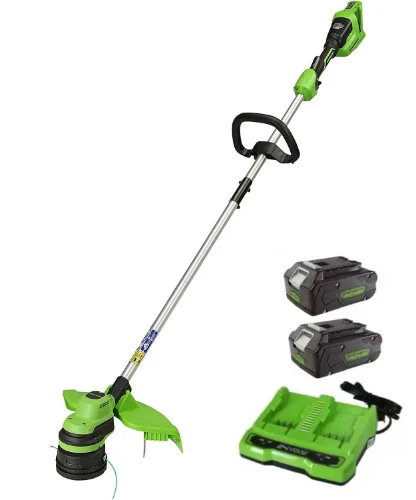 חרמש קוצץ קנטים נטען בראשלס + 2 סוללות ומטען - GREENWORKS 99532-5 48V