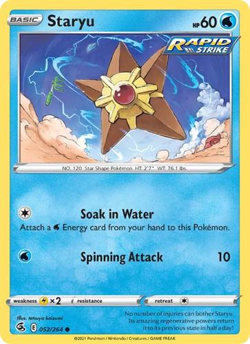 קלף בודד single פוקימון - staryu - Fusion Strike - 052/264