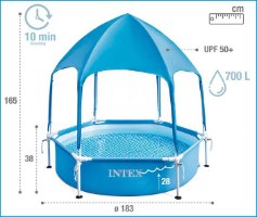 בריכת עמודים עגולה עם גגון| 183X38 סמ| מקט 28209| INTEX | קפיץ קפוץ