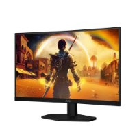 מסך גיימינג קעור 27 אינץ' Aoc C27G42FE – מסך שחור קעור המציג סצנת משחק צבעונית עם דמות
