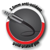 אוזניות עם מיקרופון Silver Line HS-077V – איור מחבר 3 5 מ מ כסוף מצופה זהב בתוך מסגרת אדומה עגולה