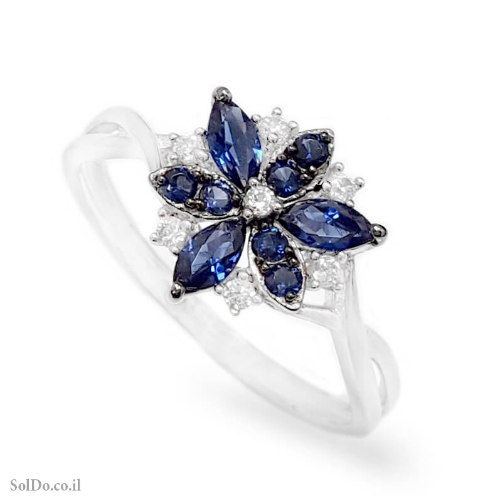 טבעת מכסף משובצת אבני זרקון צבע כחול RG6403 | תכשיטי כסף 925 | טבעות כסף