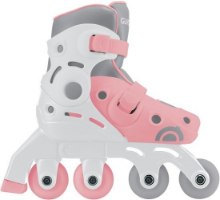 גלגיליות 2 ב-1 מידה 30-33 צבע ורוד פסטל Globber 2 in 1 – גלגיליה בודדת בצבע ורוד לבן ואפור במבט צד