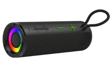 רמקול נייד Miracase MBTS490 – פריט בודד בצבע שחור עם תאורת RGB צבעונית בקצה וידית נשיאה Bluetooth