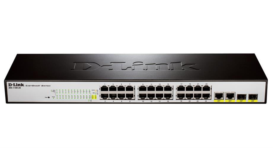 Switch 24 Port 10/100 + 2 Giga uplink ports, L2 Easy Smart, Metal